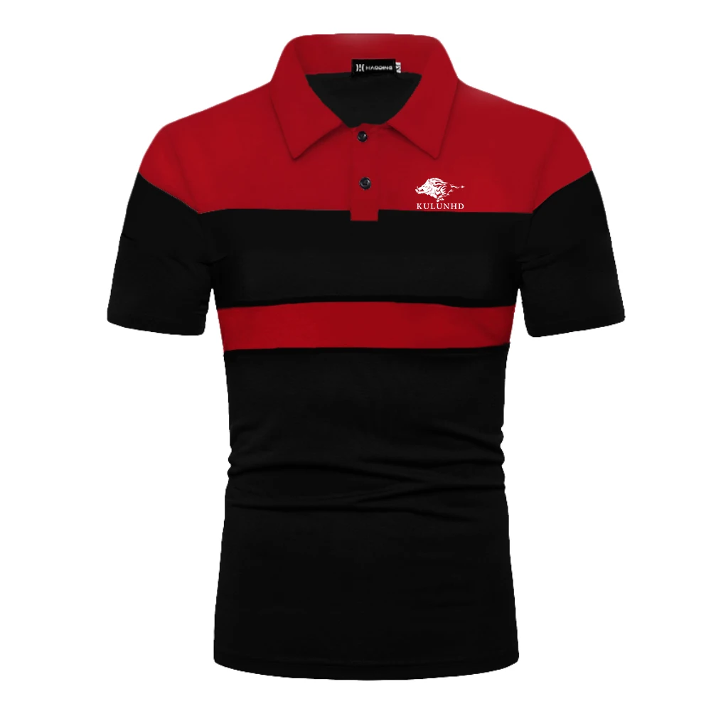 

Summer Men Short Sleeve and Stitching Printed Polo Shirt