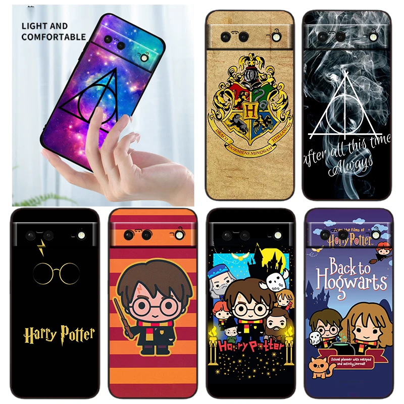 

Cute Potters Wand Harries Art Phone Case For Google Pixel 7 6 Pro 6A 5A 5 4 4A XL 5G Black Shell Soft TPU Cover Fundas Coque