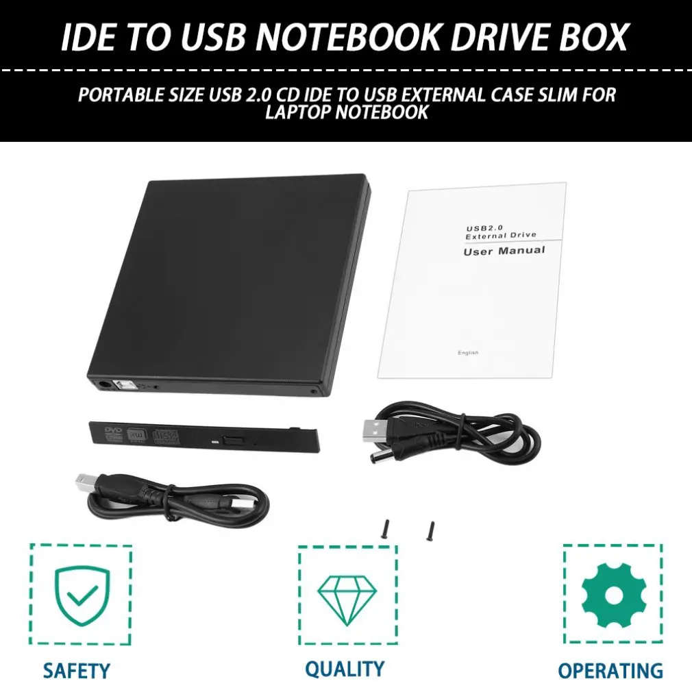 

Чехол для DVD/CD-ROM USB 2,0, внешний корпус для оптического привода IDE/ PATA на SATA для ноутбука