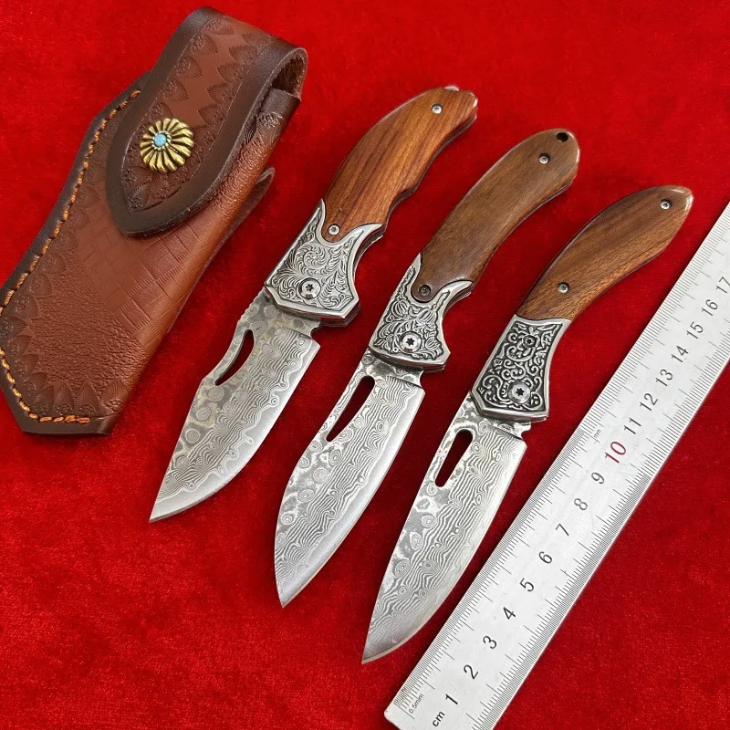 Портативный складной нож из дамасской стали