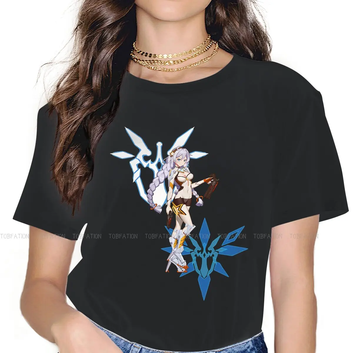

Honkai Star Rail Game Women T Shirt Kiana Classic Female Tops Harajuku Kawaii Tees Ladies 4XL Cotton Tshirt