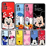 mickey minnie disney face for xiaomi redmi note 11 11t 10 9 8 7 6 5 4 pro 5g 4g silicone soft shockproof black phone case fundas