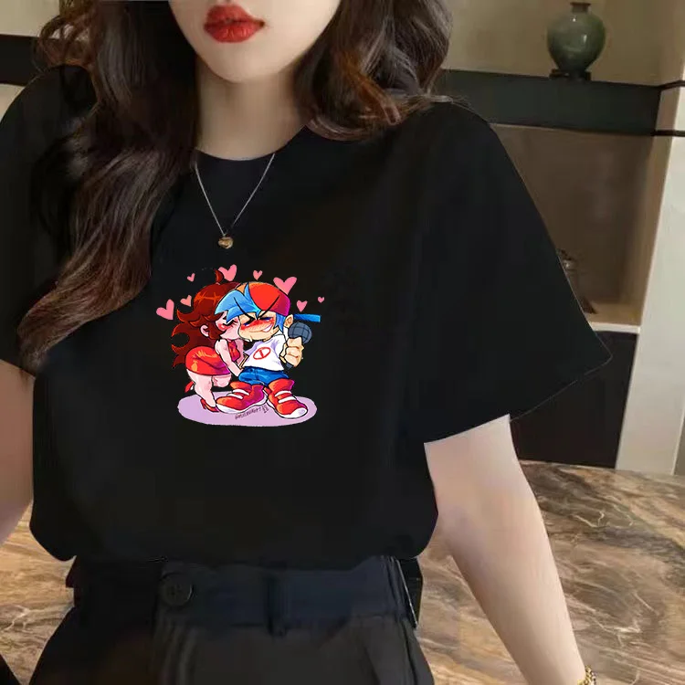 

Game Friday Night Funkin 100% Cotton Short Sleeve T-Shirt Top Women Harajuku Casual T Shirts Summer Ladies Girls Clothes Tops
