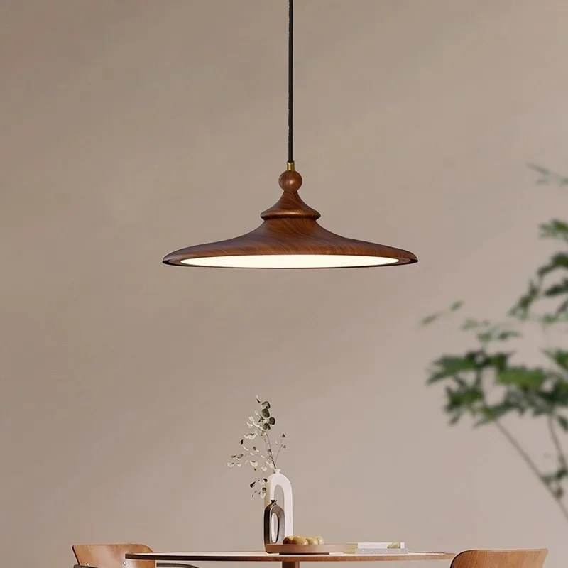 Фото Подвесной светильник MZISOSOD в стиле Mid-Century Modern для IKEA, MUJI, West Elm |   Потолочный светильник Walnut UFO для ресторана, бара, спальни, гостиной №2