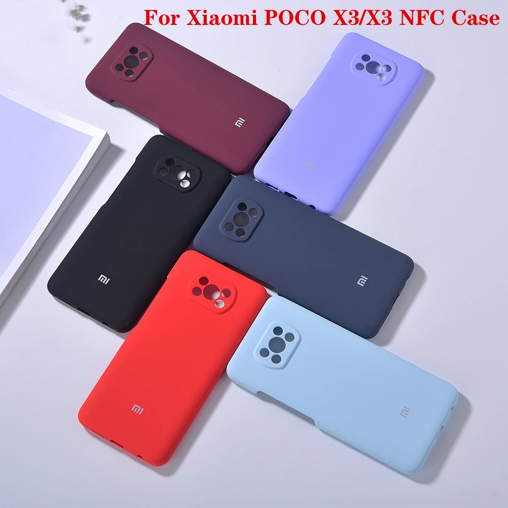 for xiaomi poco x3 nfc liquid silicone soft case full coverage camera protect shockproof phone cover poco x3 luxury shell logo free global shipping