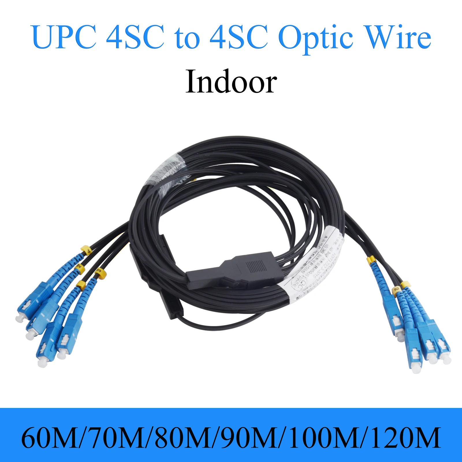 UPC 4 SC to 4 SC Fiber Optic Wire Single-mode 4-core Indoor Extension Optical Cable Simplex Patch Cord 60M/70M/80M/90M/100M/120M