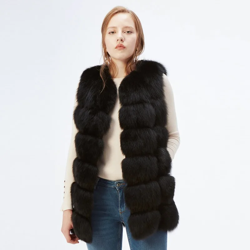 Classical Real Fox Fur Vest Luxury Sleeveless Solid Waistcoat Women Natural Warm Fur Jacket Suitable For Fall Winter Wearing