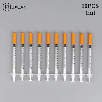 10pcs 1ml Disposable Plastic Veterinary Syringe With Needles For Pet Farm Animal Cat Dog Pig Cattle Sheep Horses 1