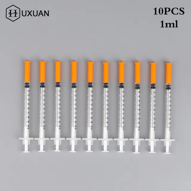 10pcs 1ml Disposable Plastic Veterinary Syringe With Needles For Pet Farm Animal Cat Dog Pig Cattle Sheep Horses 1