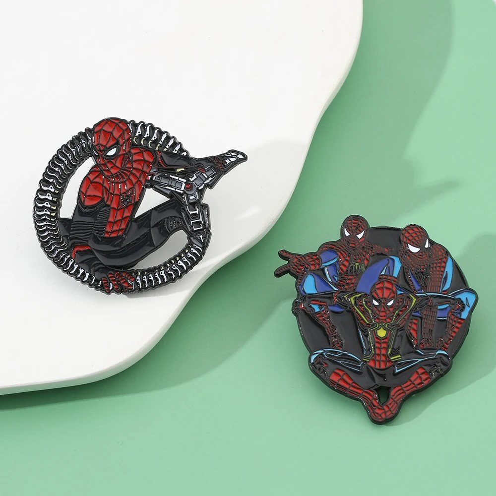 Superhero Spider-Man Badge Brooches Avengers Marvel Pin Backpack Decoration Spiderman Accessories for Boys Gift Jewelry