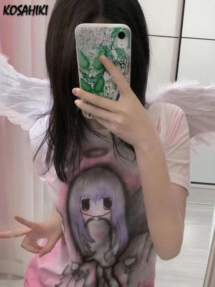 Женская футболка в стиле Харадзюку летняя тонкая с принтом виде готического