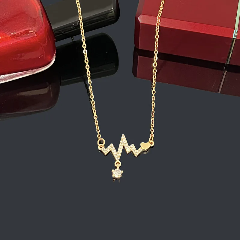 Женская цепочка с подвеской в виде ЭКГ из нержавеющей стали 316L |