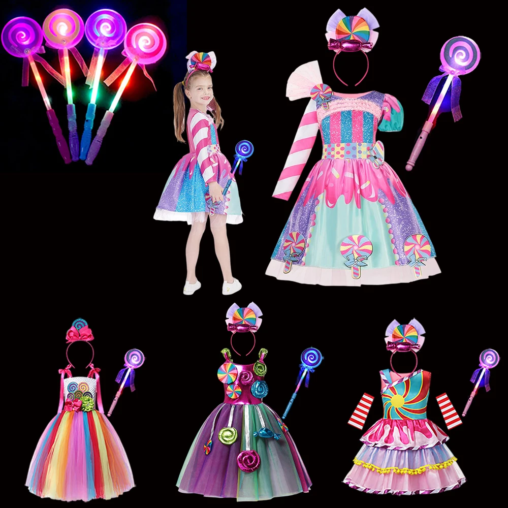 

Carnival Candy Dress for Girls Purim Festival Fancy Lollipop Party Costume Children Summer Tutu Dresses Dressy Party Ball Gown