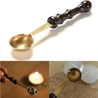 vintage wood handle stamp heating wax particles with fire lacquer spoon accessories household supplies