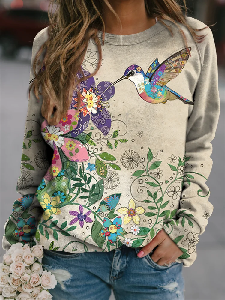 

2022 European and American Spring and Autumn New Raglan Long Sleeve Pullover Casual Printed Sweater Fashion Casual Women's Wear