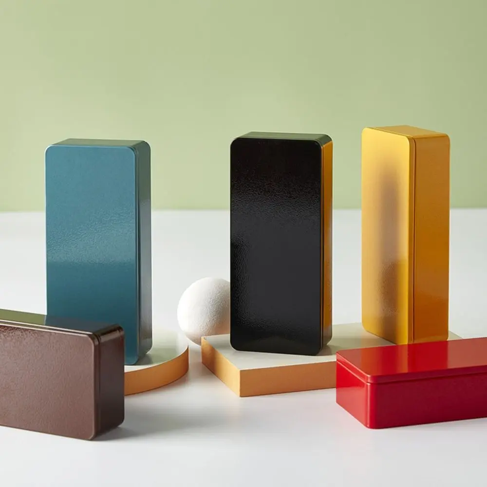 

Многоцветный металлический прямоугольный контейнер для хранения, контейнер с крышкой, маленькие жестяные коробки, Пустые контейнеры, Серебряная коробка для хранения, организер