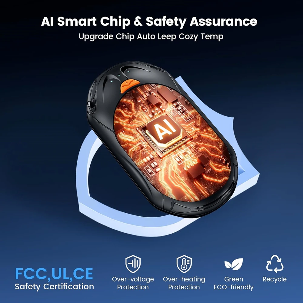 New 2 in 1 Magnetic Hand Warmers Rechargeable 6000mAh Electric Smart Chips 20Hrs Long Safe Heat Pocket Heater Gifts