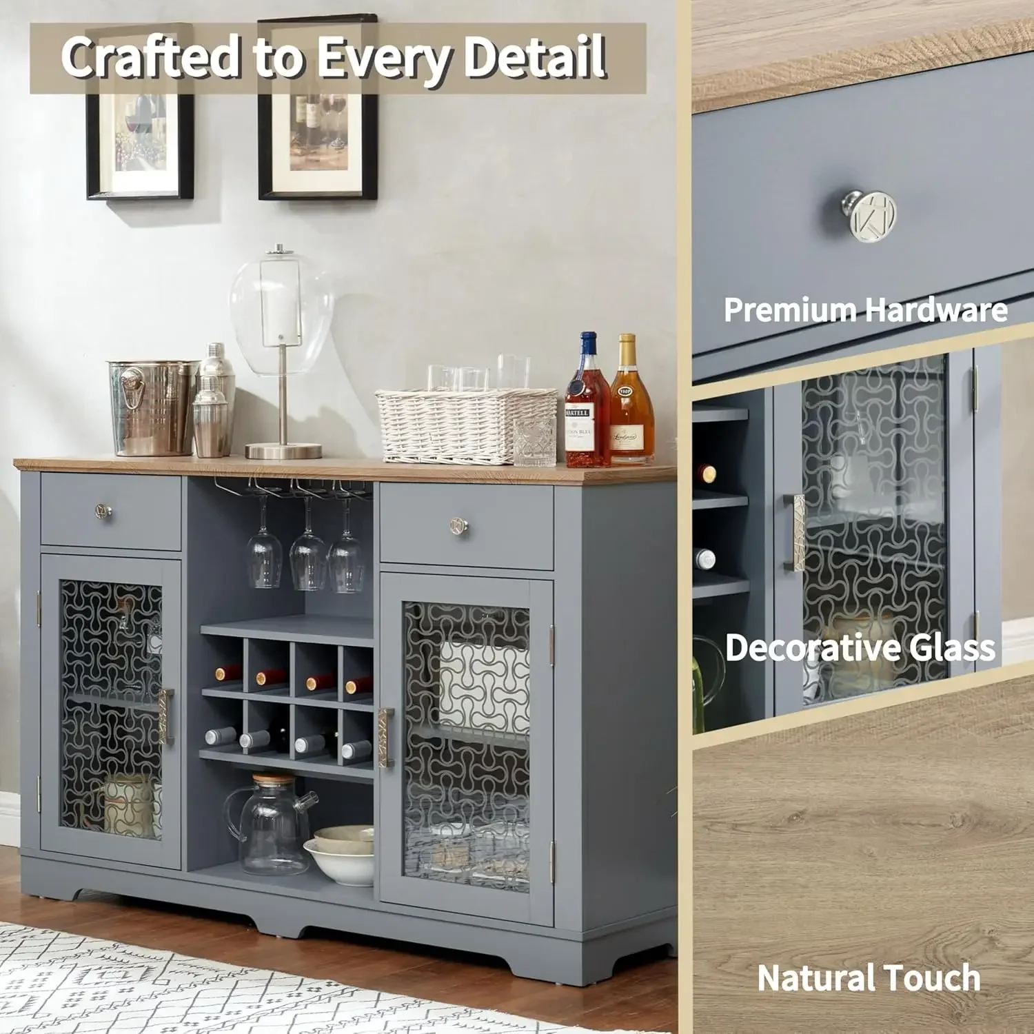 Современный фермерский кофе-бар буфет для хранения вещей стол со стеклянными