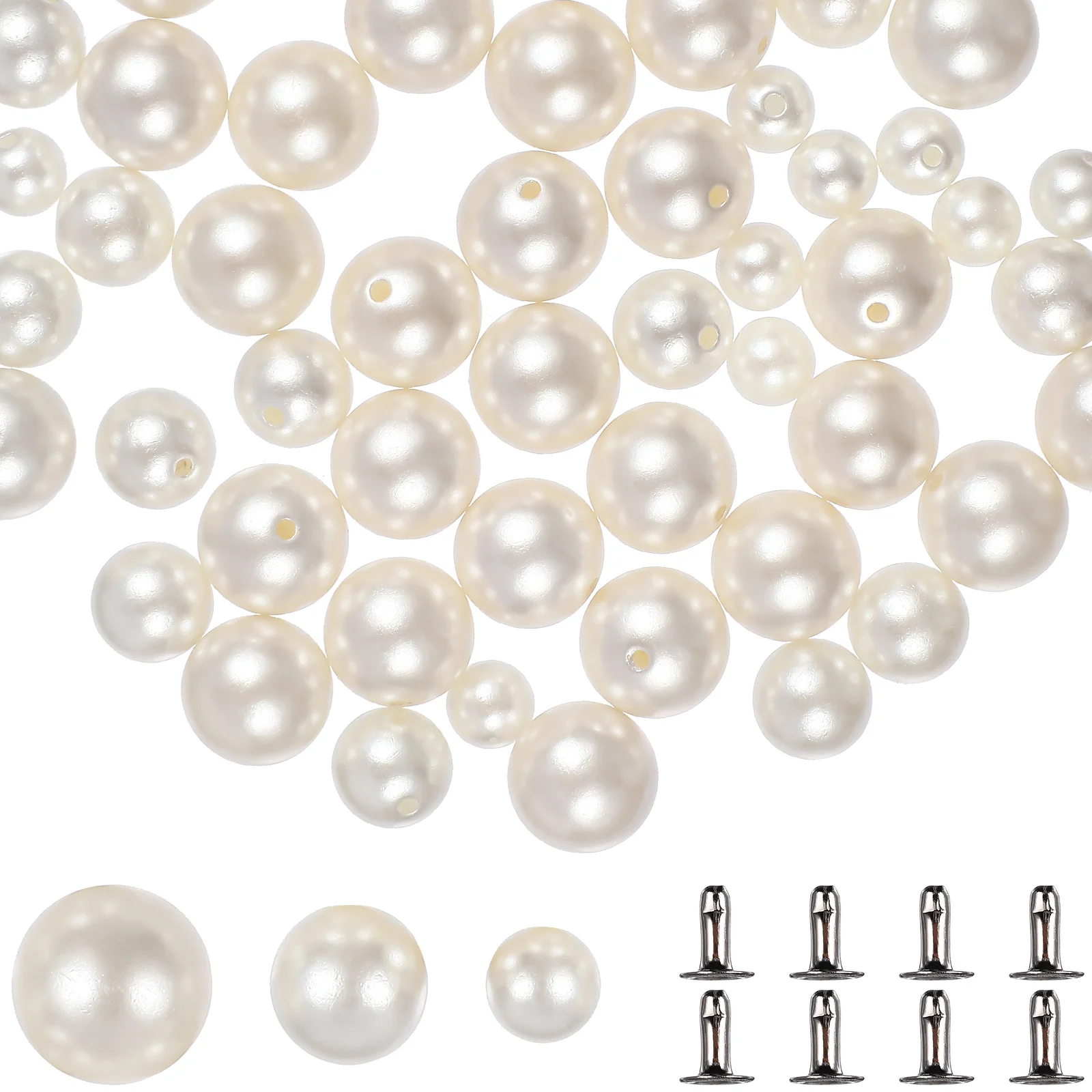 

150 Pairs Pearl Rivets Buttons Studs DIY Accessories Imitation Pearls Abs Bride