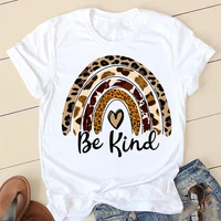 2022 women t shirt rainbow be kind graphic print short sleeve t shirts lady clothes 90s oversized tshirt female tops streetwear