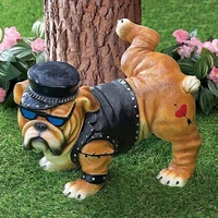 new tough guy bulldog peeing dog statue with sunglasses cap nordic creative funny animals gnome garden decoration sculpture