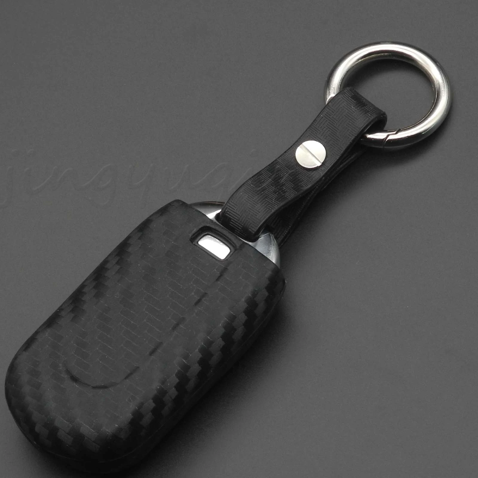 Jingyuqin карбоновое волокно силиконовый Автомобильный Дистанционный брелок Брелок