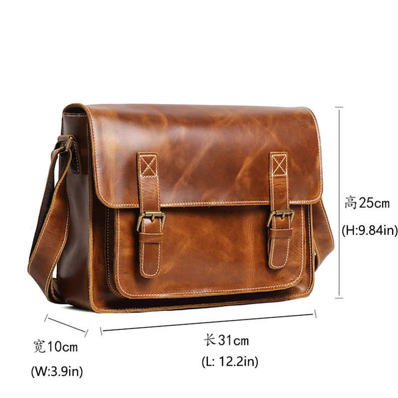 Leather Ipad Satchel Crazy Bag Messenger Men's Horse Work Bag Crossbody Man Leather Bags Business 9.7 Vintage Shoulder