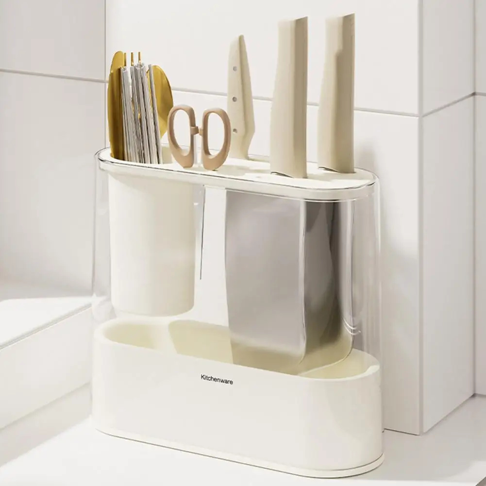 

Cutter Container Durable Multifunctional Moisture-proof Cutter Holder with Seasoning Box for Dining Room