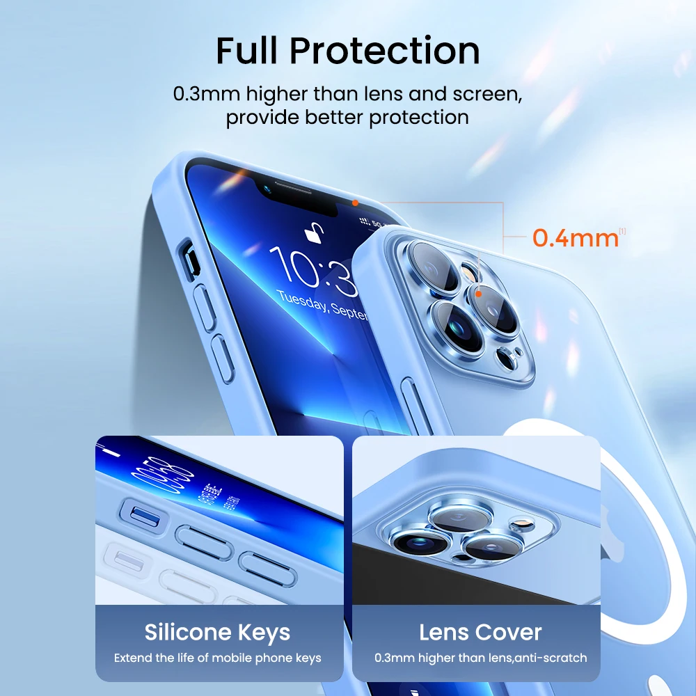 Joyroom Magnetic Phone Cases for iPhone 12 13 Pro Max Matte Full Lens Protection Case Transparent Back Cover for iPhone 13 12