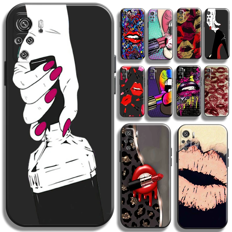 

Sexy Girl Kiss Red Lips For Xiaomi Redmi Note 11 11T 11S 10 10T 10S Pro 5G Phone Case Back TPU Funda Carcasa Soft Coque Shell