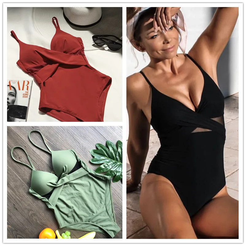 

2022 цельный купальник в европейском и американском стиле, большие бикини, облегающие Женские Купальники оранжевого и черного цветов