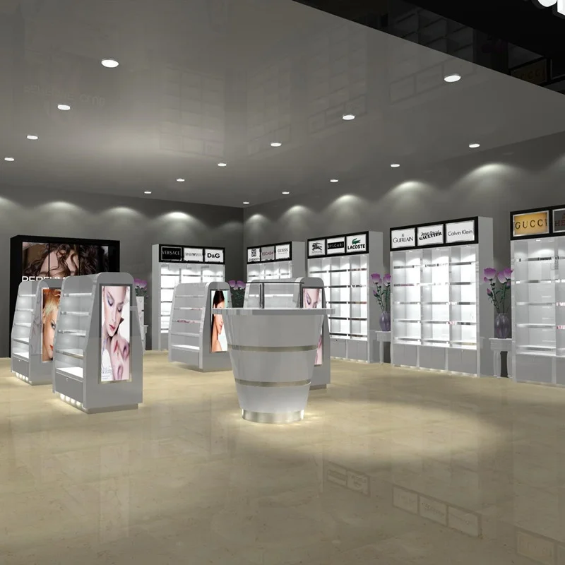 На заказ акриловый выставочный стенд для косметики современный магазин фитинг
