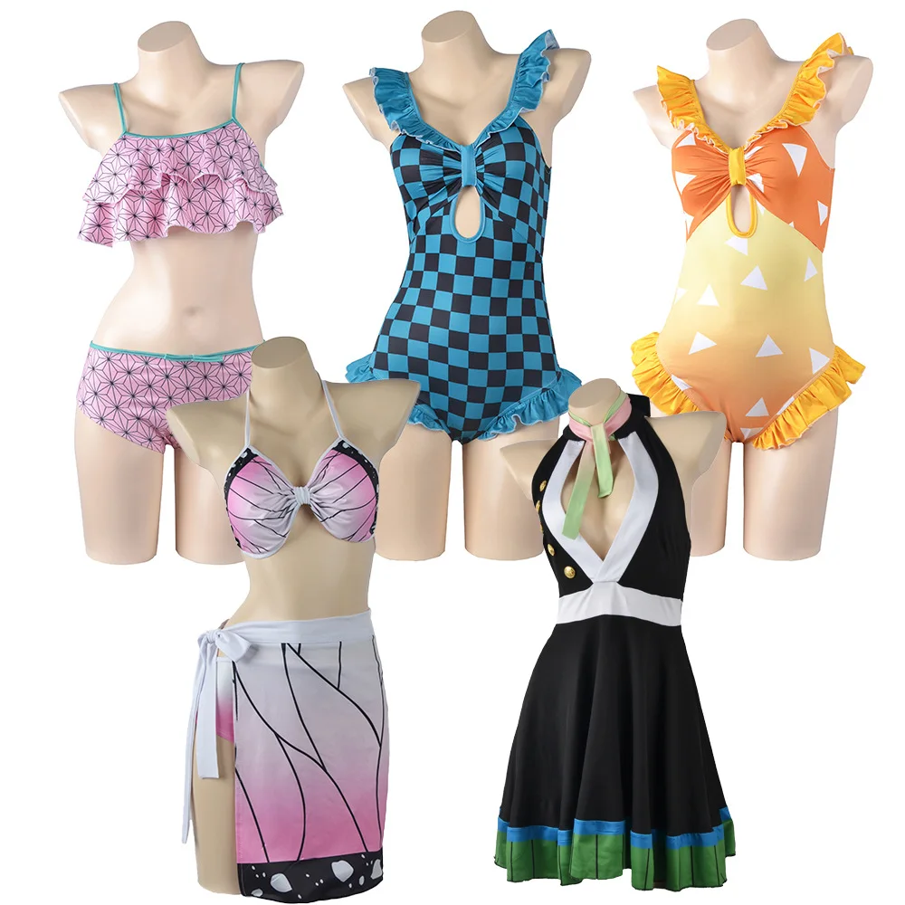

Anime Demon Slayer Kamado Tanjirou Agatsuma ZenitsuKochou Shinobu Cosplay Costume Women's Sexy Swimsuit Quick Dry One-piece