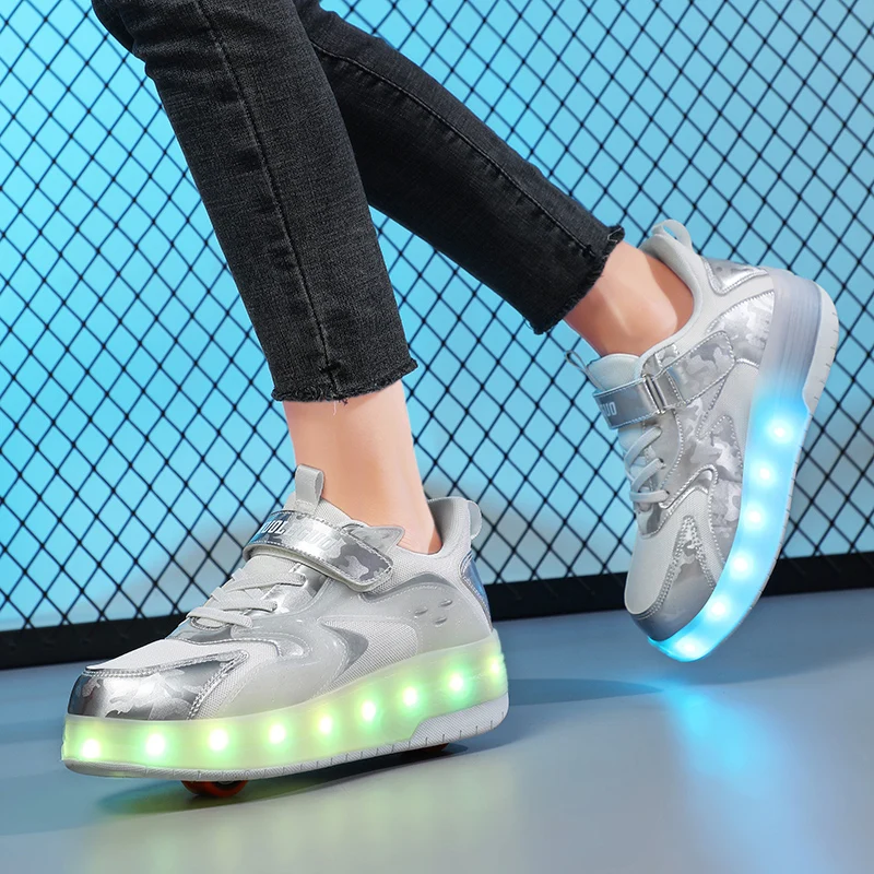 Kids Roller Skate Shoes fashion Flashing 2-Wheels boy's and gril's Inline Skateboard Outdoor sports Wheels