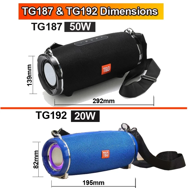 Bluetooth-Колонка TG187, беспроводной портативный бумбокс с сабвуфером, FM-радио, музыкальный центр, стерео саундбокс с объемным ТВ