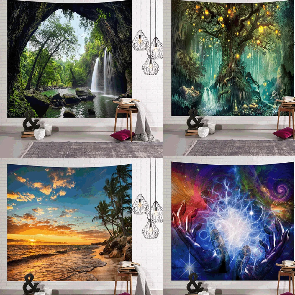 Landscape Pastoral Tapestry Modern Simple Home Wall Decorative Cloth Background Wall Hanging Cloth Bedroom Art Tapestry