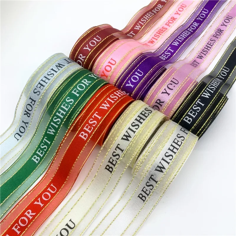 

25mm Organza Ribbon Gold Wire Edge Ribbon DIY Lace Ribbon Decoration For Garment Sewing Fabric