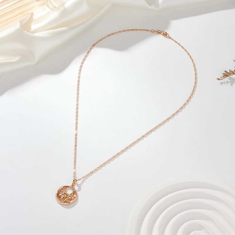 Кулон SYOUJYO блестящий зеленый циркон 585 розовое золото для женщин