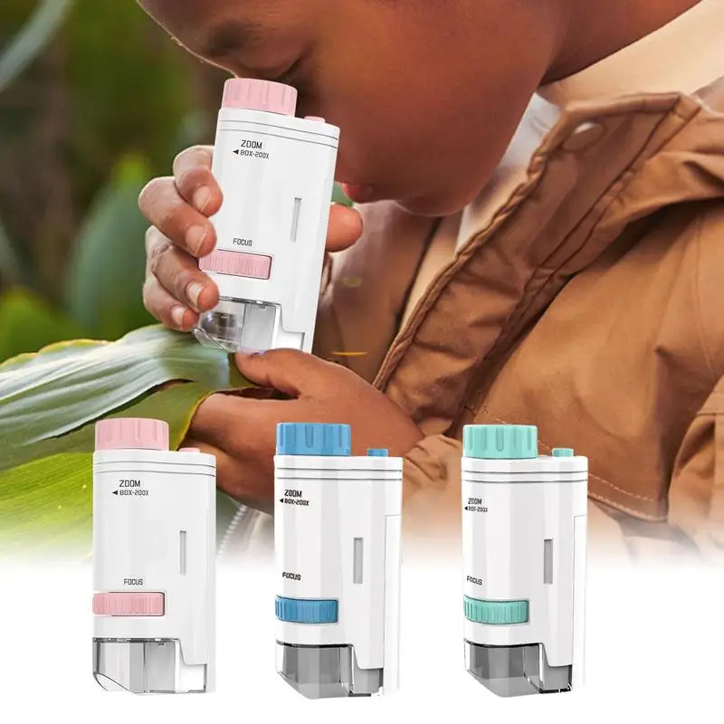 

Карманный мини-микроскоп, 200x, лабораторный ручной фотомикроскоп со светодиодсветильник кой, детские научные микроскопы