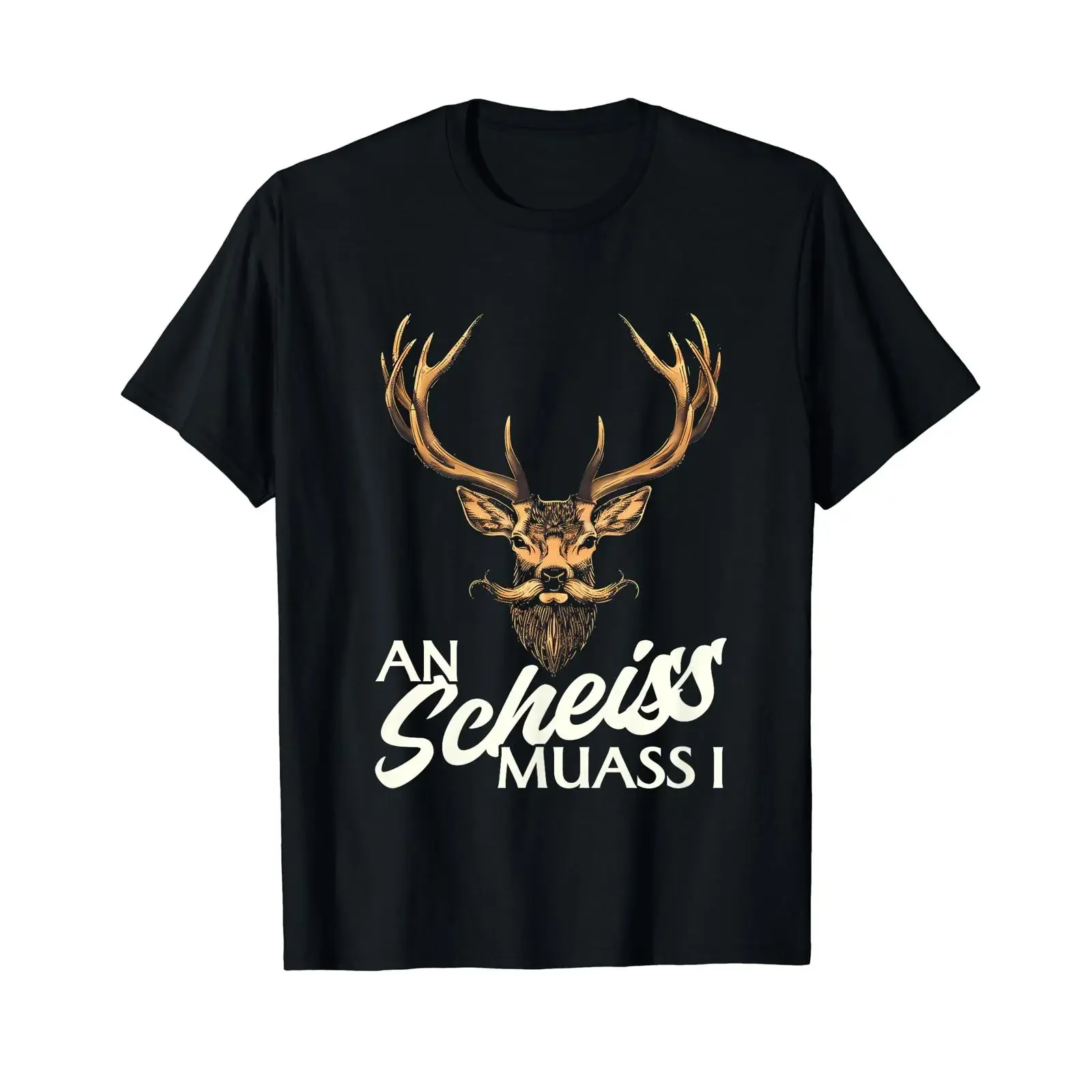 Фото Винтажная футболка An Scheiss Muass I Hirsch Anzug Trachenshirt Oktoberfest с эффектом потертости, модная, эластичная, универсальная, слегка растягивающаяся №1