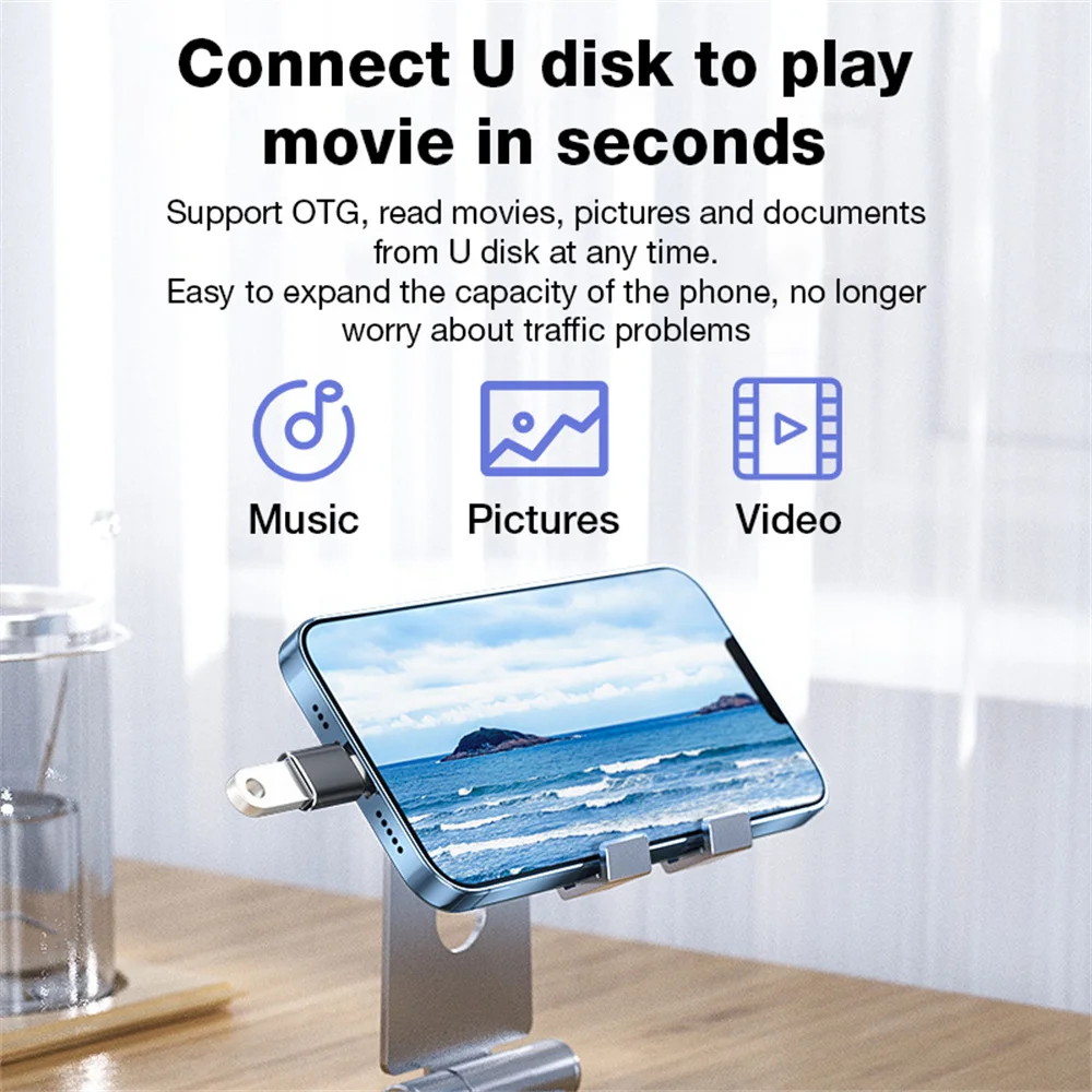 USB3.0 OTG Adapter For IPhone 14 13  IPad U Disk Lighting Male To USB 3.0 Adapter For IOS 13 Above Mobile Phone Adapter