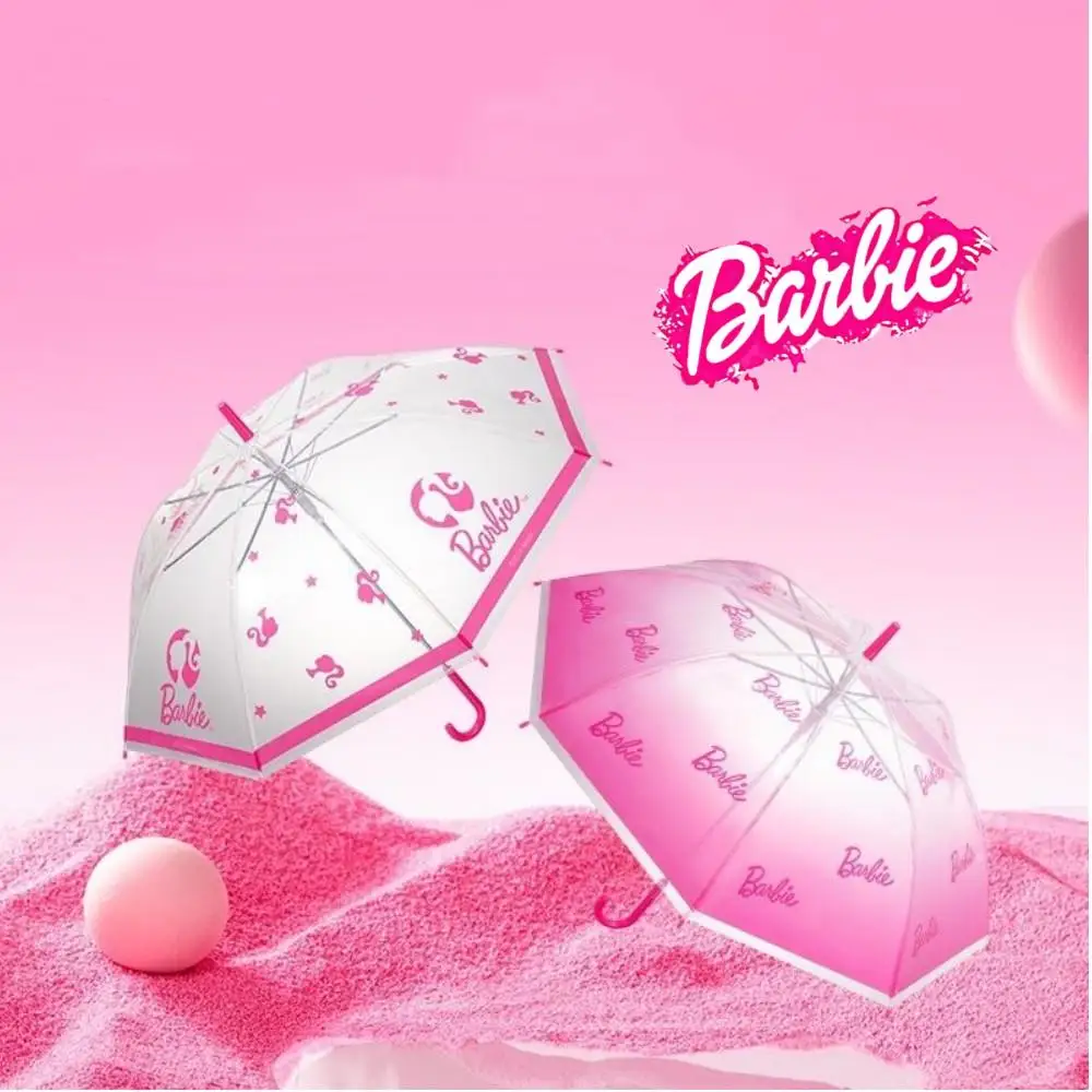 

Miniso Barbie Series Long Handle Umbrella Barbie Periphery Transparent Long Rod Senior Barbie Princess Umbrella Kids Gift