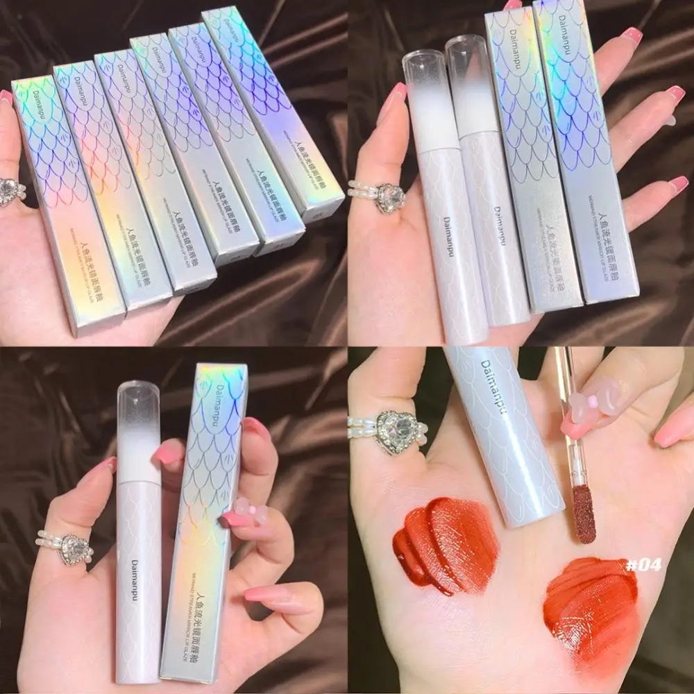 

Dream Mermaid Mirror Water Lip Gloss Lip Glaze Moisturizing Sexy Red Lip Tint Lipstick Makeup Lasting Non-stick Cup Cosmetics