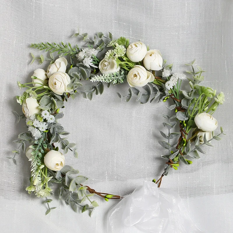 Модные свадебные аксессуары для волос женщин с белым цветочным принтом Tiarra