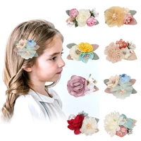 cotton sweet princess three dimensional simulated flower hairpin pearl belt drill childrens broken hairpin girls word clip