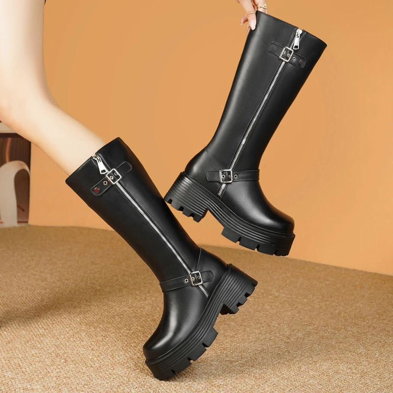 DIMANYU Зимние ботинки женские из натуральной кожи 2024 новые высокие сапоги шерсти на