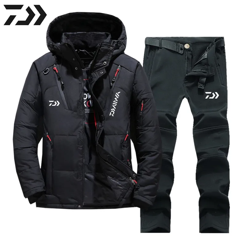 

Daiwa Fishing Set Men Velvet Fishing Clothes Thicken Thermal Coat Fishing Shirt Winter for Fishing Clothing Cotton Fishing Pants