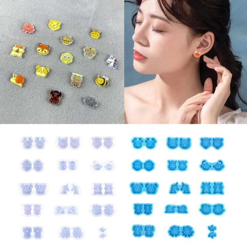

15 Pcs/Set Various Styles Animal Earrings Silicone Resin Molds for DIY Crafts