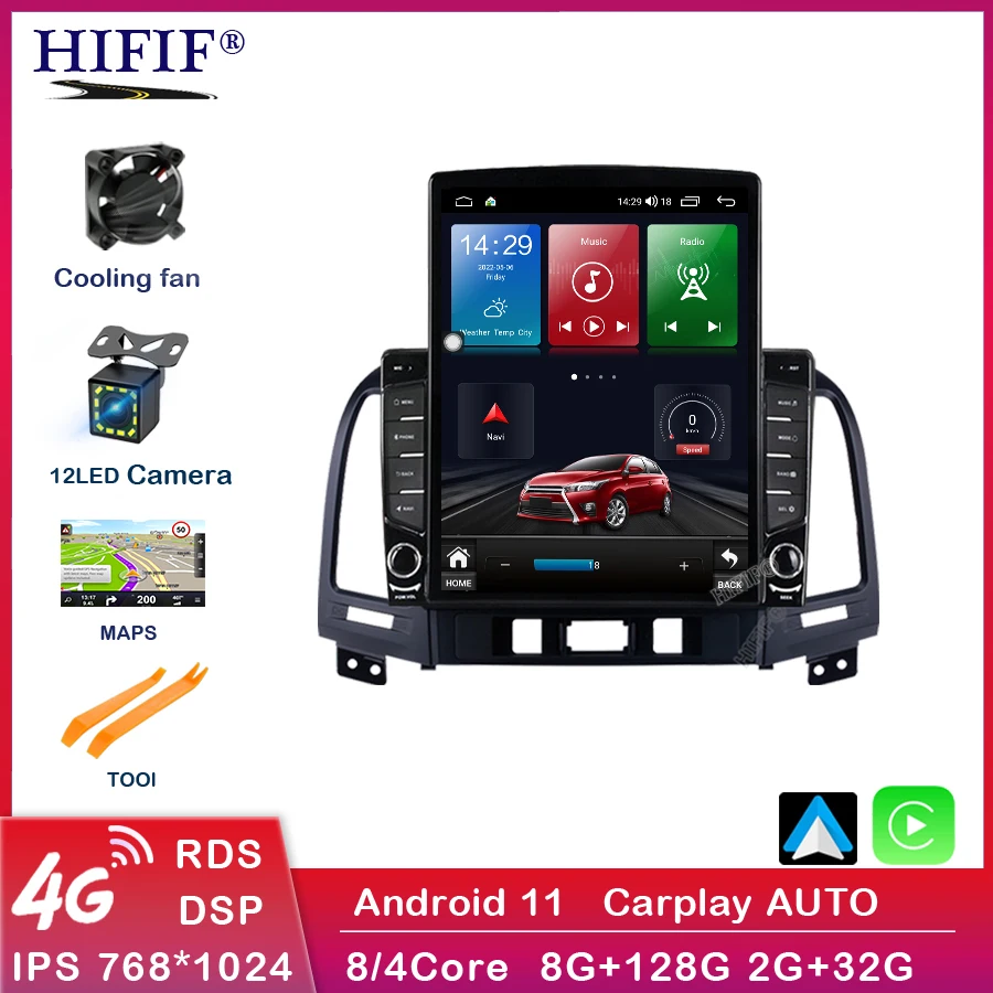 

Автомагнитола на Android 11 для Hyundai Santa Fe 2 2006-2012, мультимедийный видеоплеер с GPS-навигацией, головное устройство с экраном Тесла, Авторадио