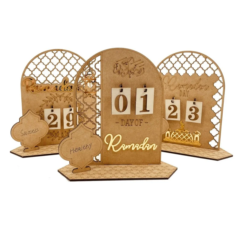 

Ramadan Countdown Calendar Eid Mubarak Wooden Ornament for Home Islam Muslim Party Decor 2023 Ramadan Decoration Kareem Gift